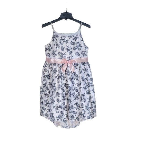 Sz 16 Bonnie Jean Formal Dress White Girls Spring Summer Party Roses Hi-low - Picture 2 of 8